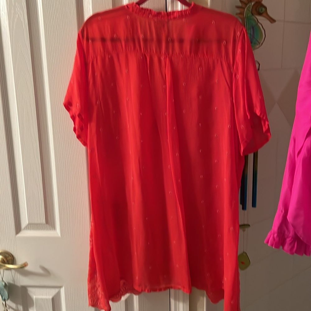 Johnny Was Coral Red Blouse SZ XL - Picture 7 of 12